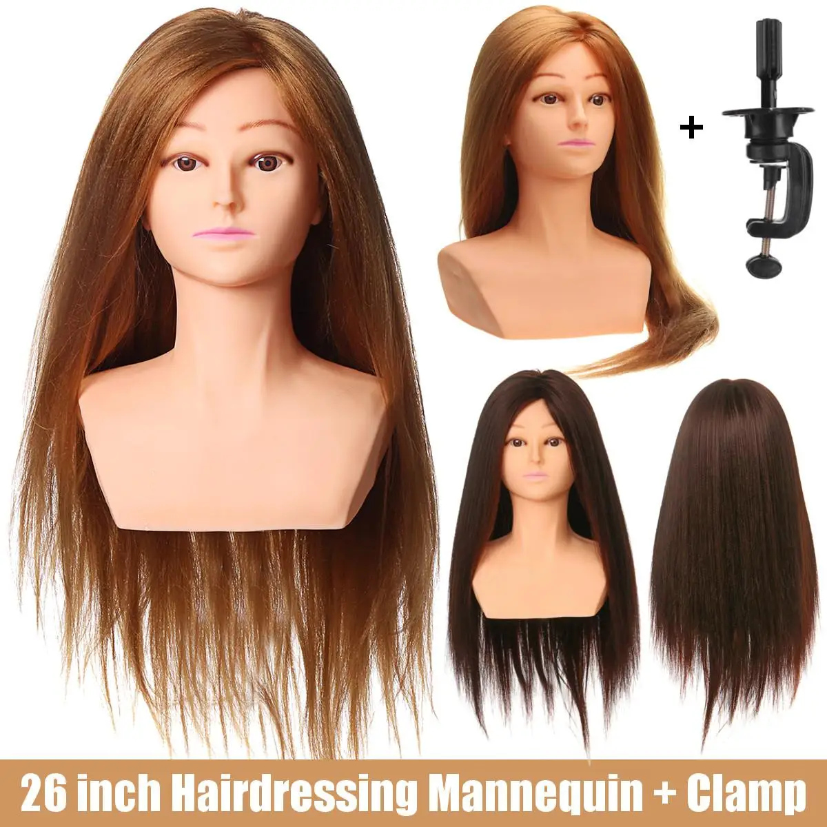 

65cm Mannequin Head With Golden Hair Training Hairdressing Practice Dummy Dolls Barber Hairstyles Training Manikin Heads