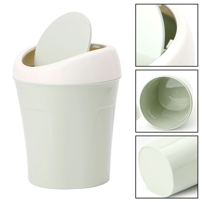 

Mini Waste Bin Rolling Cover Desktop Garbage Can Trash Waste Bin Basket Table Home Dustbin Container