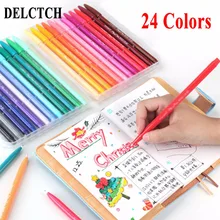 Delvitch, 24 цвета/набор, портативная, 0,3 мм, акварельная ручка, краска для рисования, граффити, ручка для рисования, школьные художественные канцелярские принадлежности, детский подарок