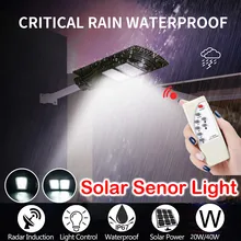 20/40 W светодиодный солнечные уличные фонари сайт освещения PIR движения Сенсор стены стробирующий свет+ пульт Управление наружного освещения# G25