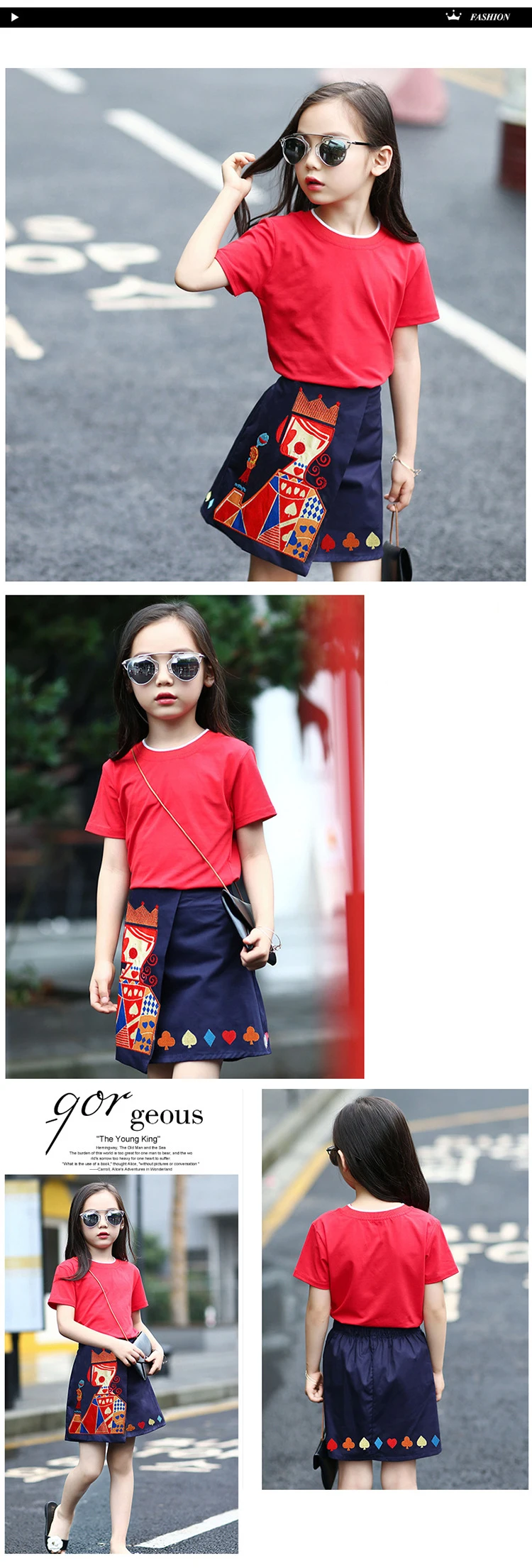 Baby Clothing Sets Girls Children's Cute style 2018 Summer Fashion Flower short sleeve T-shirt and skirt two-piece suit clothes for kids (1)