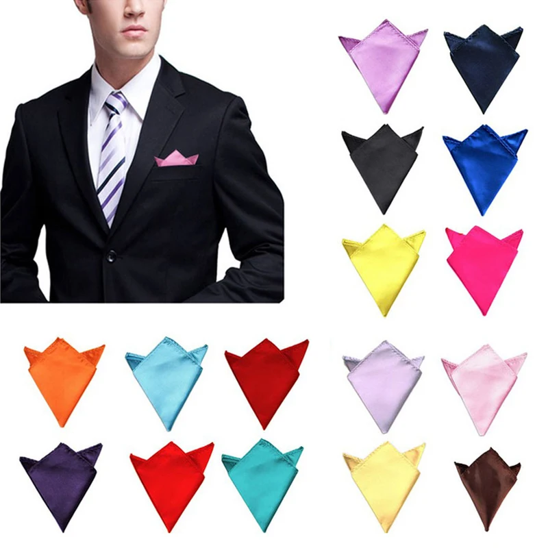 

Fashion Men's Pocket Towel Pre-folded Pocket Square Solid Handkerchiefs Formal Wedding Party Business Hanky Suit Accessories