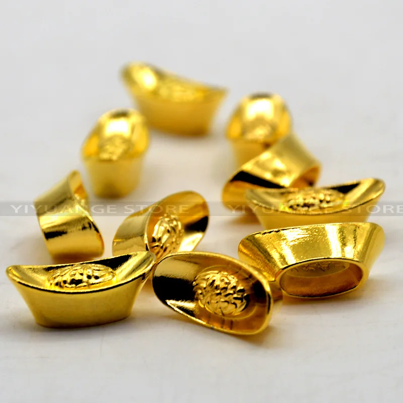 

10 Pieces Mascot Metal Crafts Chinese Feng Shui Auspicious Lucky Money Gold Ingot Home Decoration Accessories