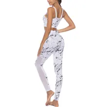 Жилет, майка, леггинсы, спортивный костюм, спортивная одежда для фитнеса, белая Лоскутная Одежда для спортзала, спортивный костюм, женский комплект из 2 предметов для йоги