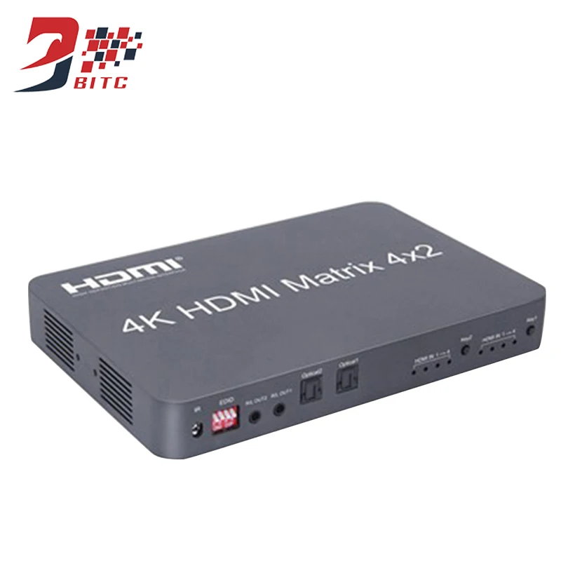 SZBITC 4K HDMI матрица 4x2 Выключатель HDMI делитель 4 в 2 Выход V2.0 EDID Full HD 1080P@ 60 Гц 3,5 мм аудио выход с ИК-пультом дистанционного управления