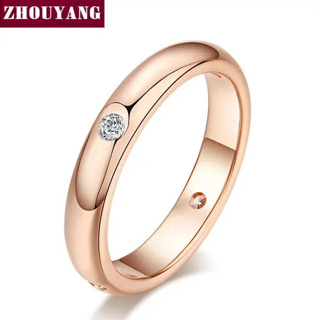 Top Quality Simple Cubic Zirconia Lovers Ring Rose Gold Color Jewelry Austrian C Top Quality Simple Cubic Zirconia Lovers Ring Rose Gold Color Jewelry Austrian C