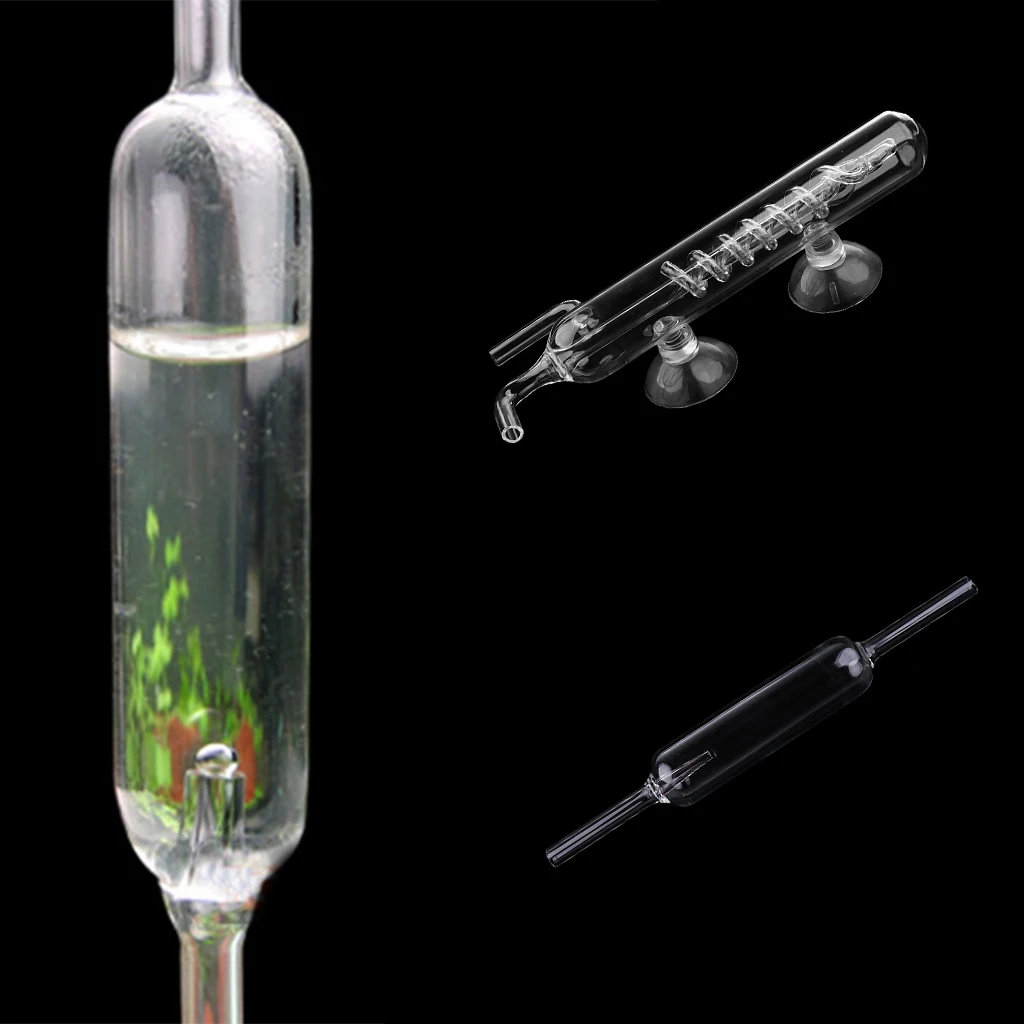 DIY CO2 System Aquarium Tank CO2 Diffuser Glass Tube Bubble Counter + 2Pcs Suction Cup