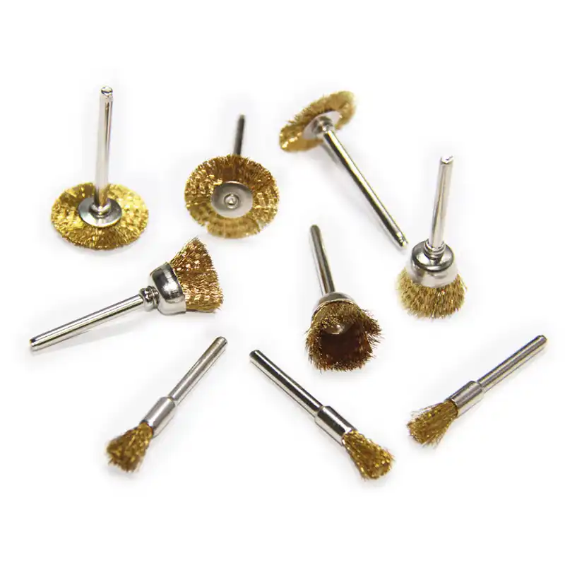 9Pcs Mini Wire Brass Brush Set for Wheel Dremel Rotary Grinder Polishing Shank