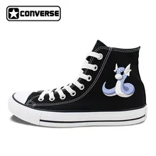 Canvas Sneakers Converse All Star Design Anime Pokemon Dratini White Black Skateboarding Shoes 2 Colors Can Choose JH14