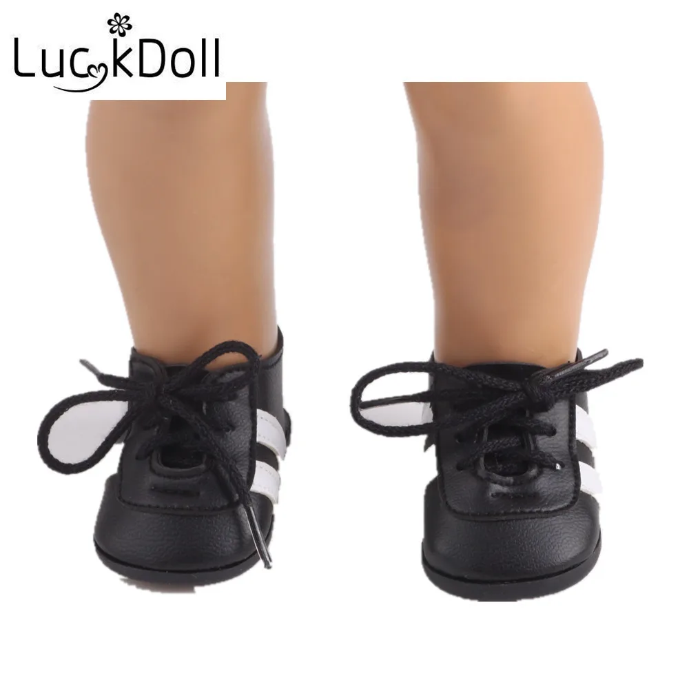 Luckdoll إكسسوارات دمي الأسود أحذية رياضية كاجوال صالح 18 \