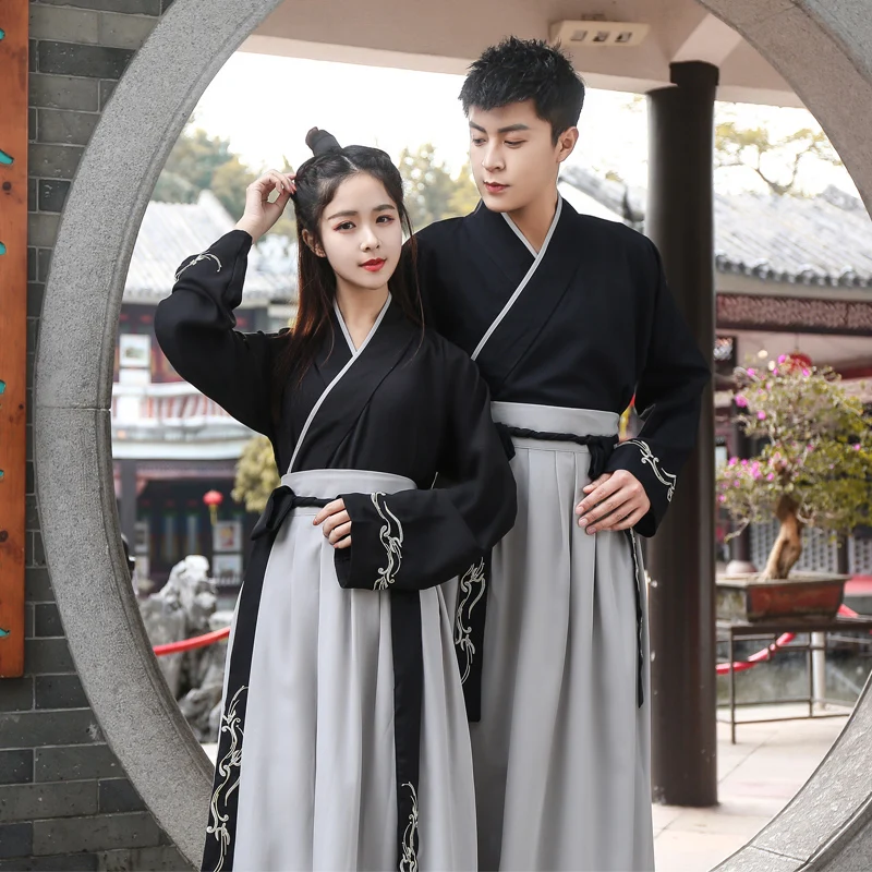 Черное платье Hanfu костюм для китайских танцев традиционная одежда выступлений