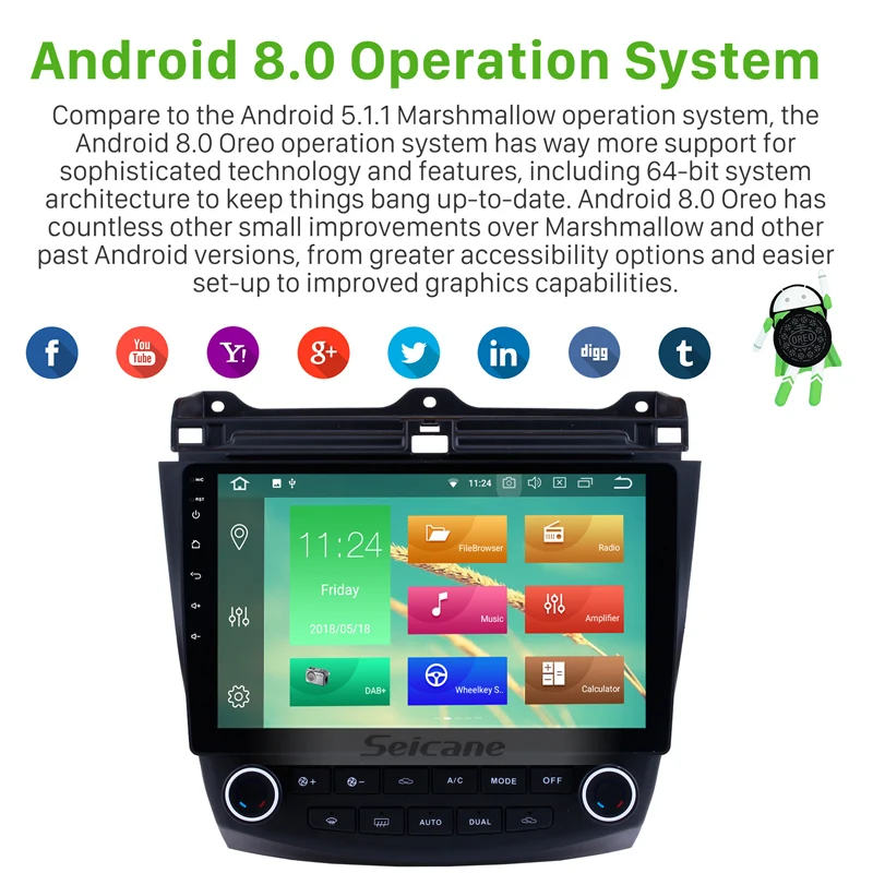Cheap Seicane 1Din Android 8.0/8.1 10.1