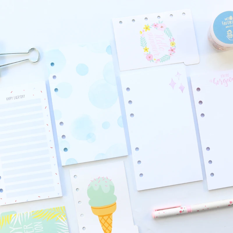 

Domikee 2019 New candy school girls' refilling inner papers core for 6 rings spiral binder planner notebooks stationery A6