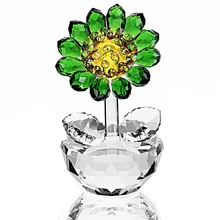 H&D Crystal Sunflower Figurine Ornament Paperweight Home Decor