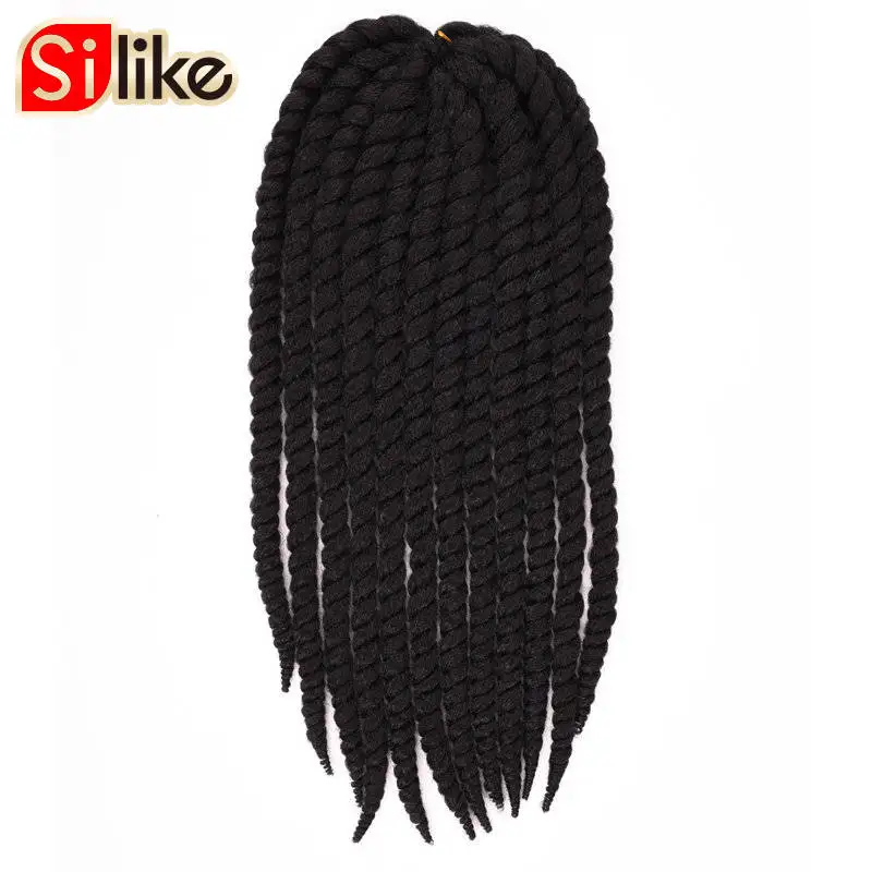 Silike 12 корней Гавана твист вязание крючком косички 14 18 22 дюймов Синтетические вязанные волосы для наращивания 8 чистых цветов для черных женщин - Цвет: #1