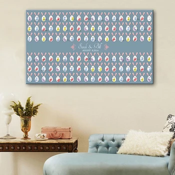 

Fingerprint Signature Canvas Painting Cute Little Rabbits DIY Guest Book Baby Shower Wedding Decoration home decor