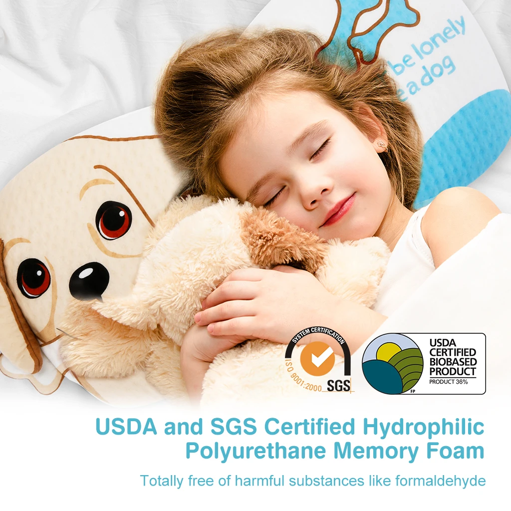 LANGRIA Memory Foam Baby Toddler Sleep Pillow Contoured Ergonomic