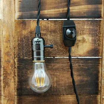 

E26 Braided twist Adjustable photoelectric Vintage lamp holder Screw Bulb Hang Pendant Lamp Holder Light Socket Button Switch