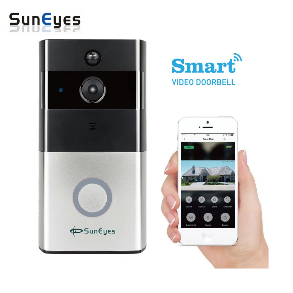 SunEyes SP-DB700W Wireless Wifi Video Doorbell Camera Battery Powered Support 18650 Li-Battery PIR Detection IR Night Vision P2P