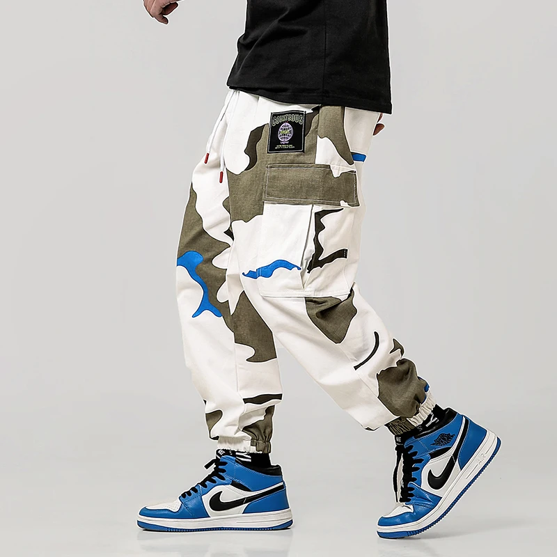 

Hip Hip Streetwear Men's Camouflage Cargo Pants 2019 Men Reflective Design Military Trousers Cotton Multi Pockets Pant