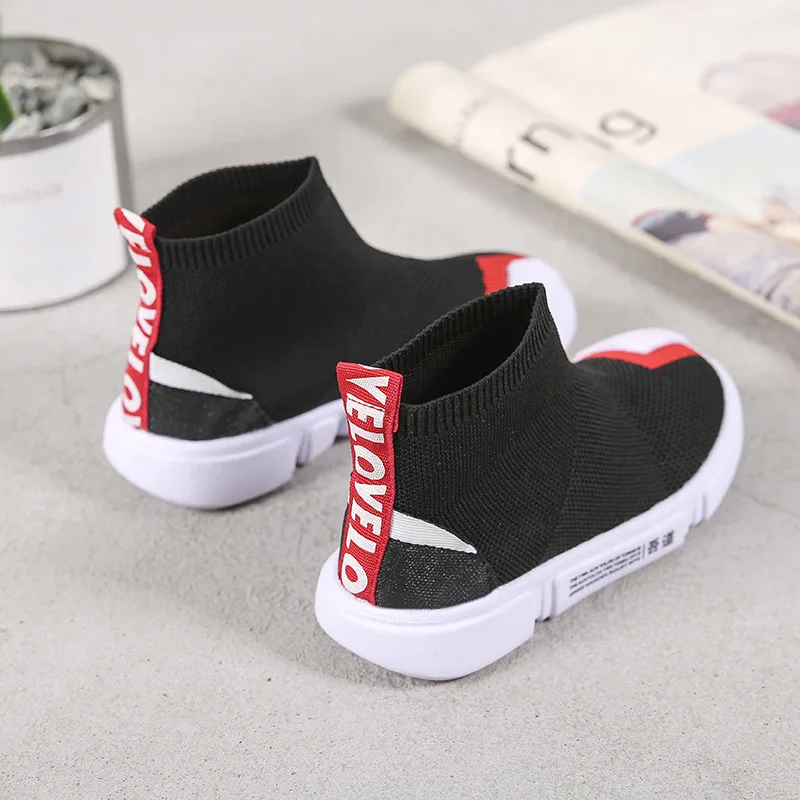 ULKNN Boys Sport Shoes 2018 New Spring Children Flying Sneakers Girls High Top Socks Sneakers Kids Breathable Soft Running Shoes