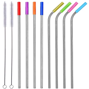 

10pcs/set 10.5 Inches Stainless Steel Sucker Pipe with Silicone Rubber Case Mat & Flocking Sack