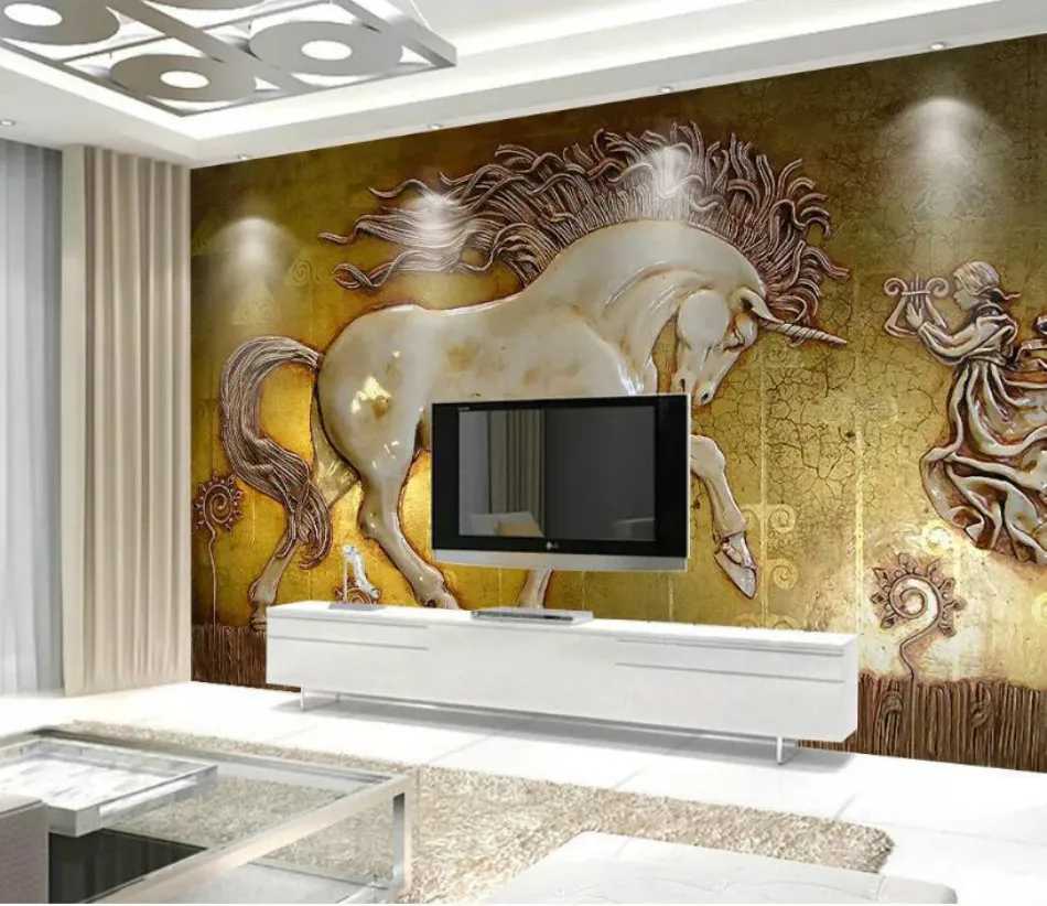 Европейский 3D рельефный лошадь обои для гостиной задний план стены Peper современное обустройство дома Papel де Parede 3D