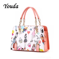 Youda New Fashion Bags Women's Shoulder Bag Chain Decoration Handbags Young Beauty Handbag Hand Painted Print Tote Youda New Fashion Bags Women's Shoulder Bag Chain Decoration Handbags Young Beauty Handbag Hand Painted Print Tote