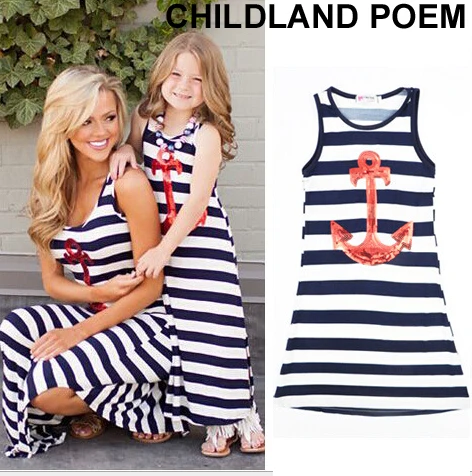 

Matching Mother and Daughter Dress Sleeveless stripe Mother Daughter Clothes Family Matching Look Mom And Daughter Summer Dress