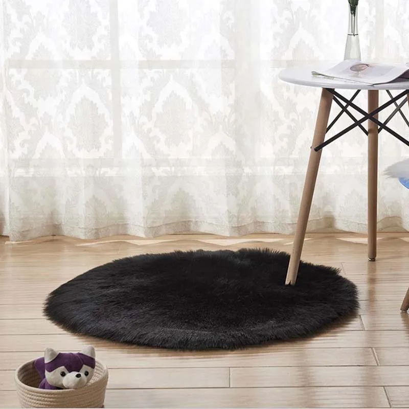 Maxi140 см круглый длинный плюшевый круглый ковер для гостиной, декоративный ковер из искусственной шерсти, ковры для детской комнаты, ковер для спальни, мохнатый ковер - Цвет: 9