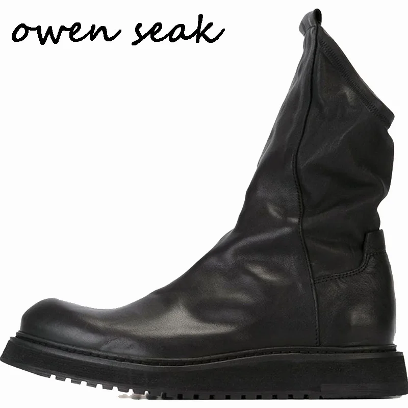 Zapatillas Zip Altas Genuino Invierno Felpa Para Deporte De Plush Marca Botas Plush Lujo Hombre Planos Seak Casual Zapatos Nieve no Cuero Owen Tobillo IvqwTw0fx