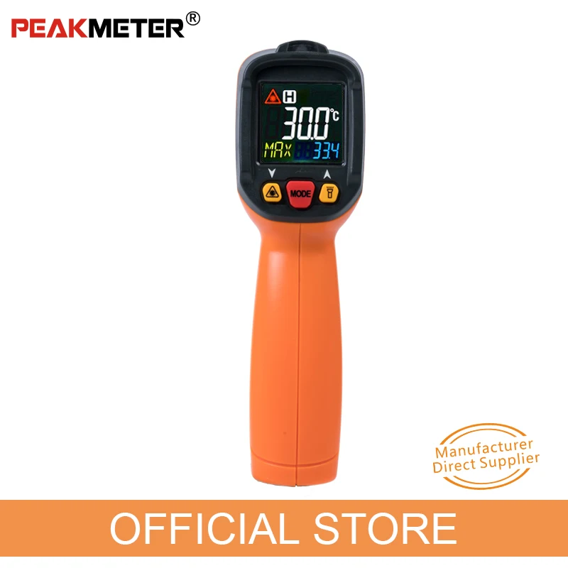 Beste PEAKMETER PM6530C LCD Handheld Laser Digitale IR Infrarood Thermometer Temperatuur 50 ~ 800 met type K Ambient UV Licht