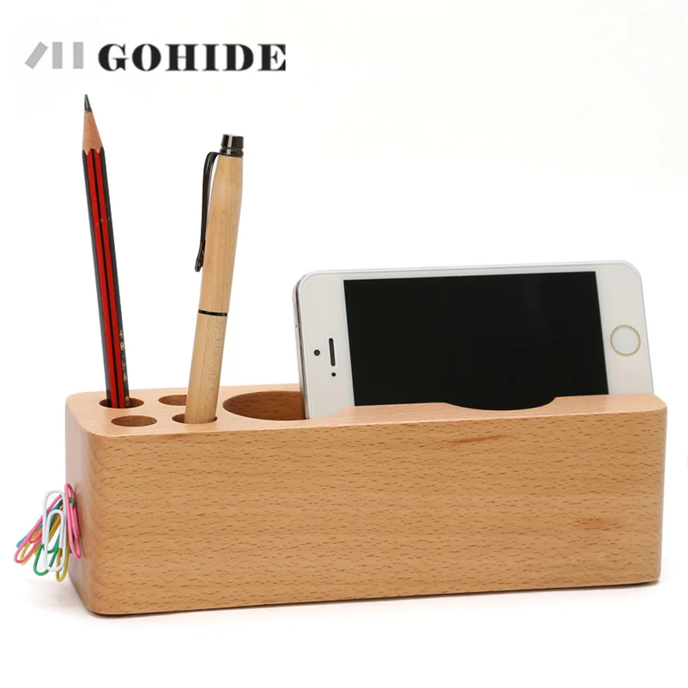

JUH Multifunction Wooden Storage Boxes Creative Wood Box Pencil Vase Desktop Storage Case Desk Organizer Pen Stand Holder ZLCP