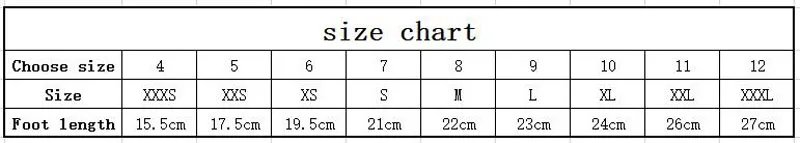 Aqua Shoes Diving Socks size chart
