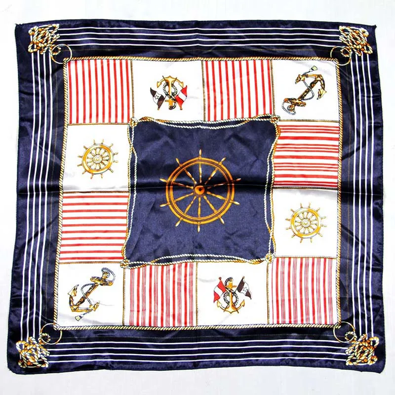 50*50cm Fashion Ladies Scarf Brand Design Printed Scarves Woman's Professional Square Silk Scarf Neckchief Satin Bag Hair Tie