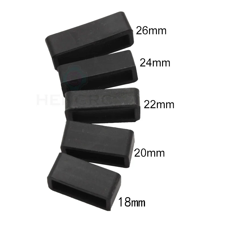 

Watch Band Strap Accessories 1pcs 18 20 22 24 26mm Black Silicone Watchband Small Rubber Loop Holder Locker Support Wholesale