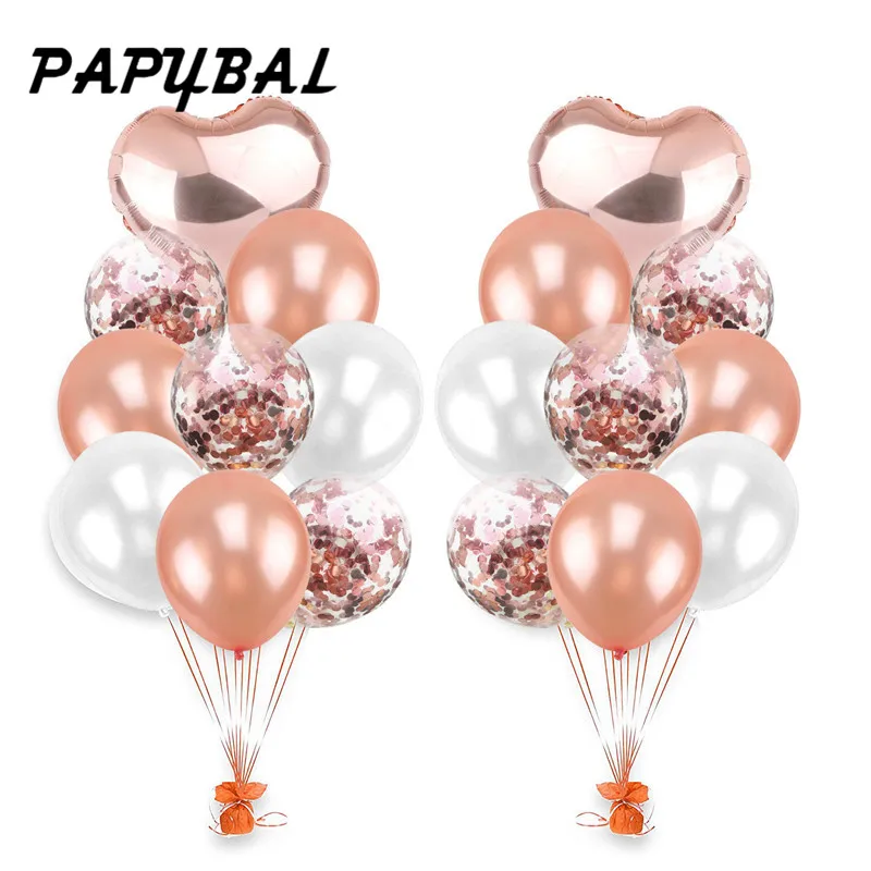 

Rose Gold Balloons Wedding Decor Event Party Heart Balloons Foil Happy Birthday Balloons Air Bachelorette Party DIY Decor