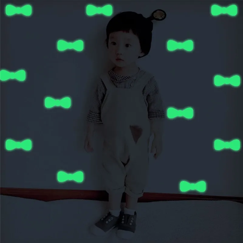 

12 DIY luminous bow tie knot light stickers For bedroom children room background wall stickers Home Small Decoration