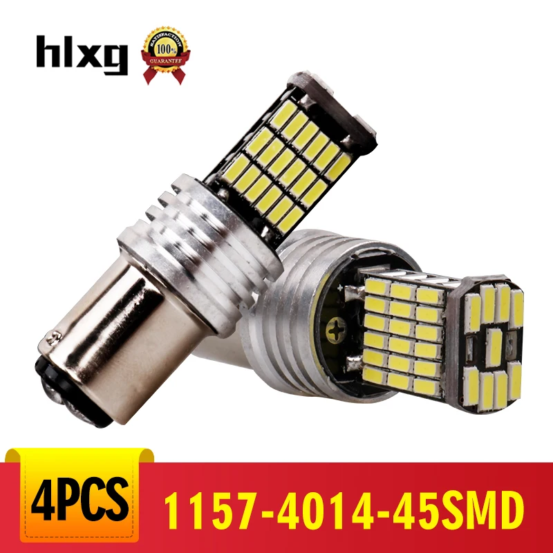 Hlxg 4 Шт 1157 led4014 45SMD P21W/5 W BAY15D автомобильная светодиодная лампа авто задние
