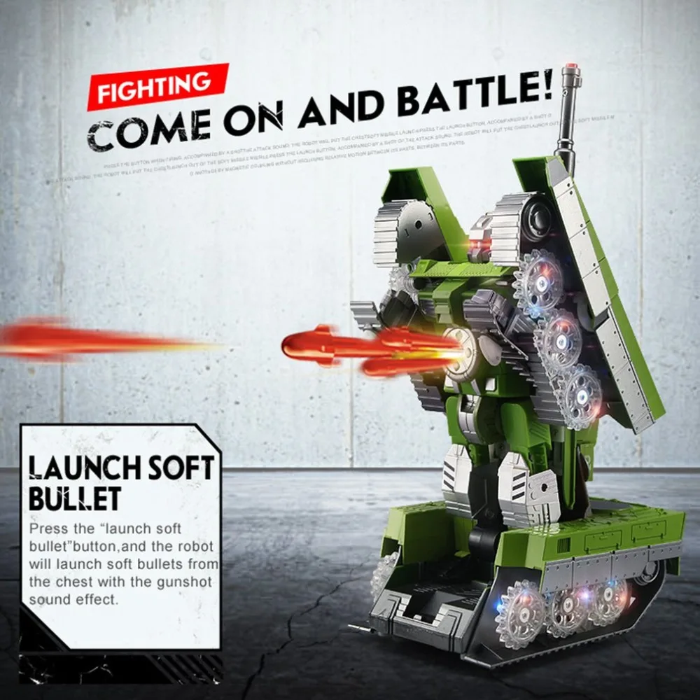 

Remote Control Simulation Land Battle Tank Models 2.4G One Key Conversion Robot Automatic Vehicle Toys for Boy Gift