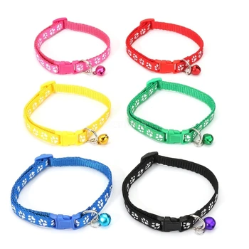 

DHL 480PCS 12PCS/Set Adjustable Dog Cat Bell Collars Pet Nylon Collar with Necklace Buckle