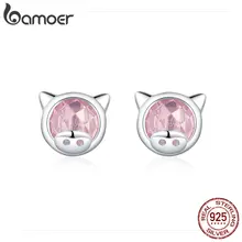Bamoer, розовые серьги-гвоздики в виде поросенка для девочек, милые серьги-гвоздики в виде поросенка, ювелирное изделие, 925 пробы, серебро, Bijoux Brincos BSE149