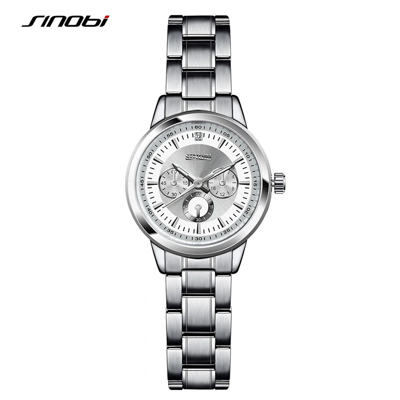 Watches Ladies SINOBI Bracelet Quartz Stainless-Steel Silver Women Brand Relogio -9285