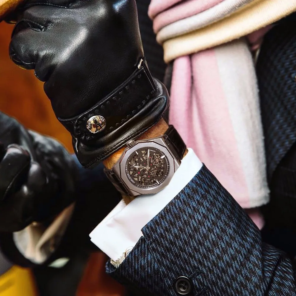 Agelocer скелет часы для дайверов для мужчин ремень из натуральной кожи Светящиеся автоматические часы запас хода спортивные часы 6001A1