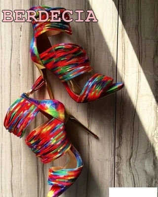 

colorful open toe sandals young ladies favorite shoes ankle strap hig heel sandals hot selling woman sheos peep toe sandals