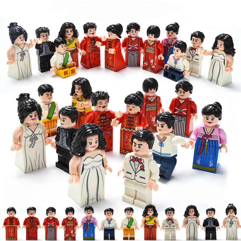 12pcs Compatible Legoing Friends Girl Figura Bride and Groom Figurens set Wedding Ceremony Decorations Building Blocks Figurines