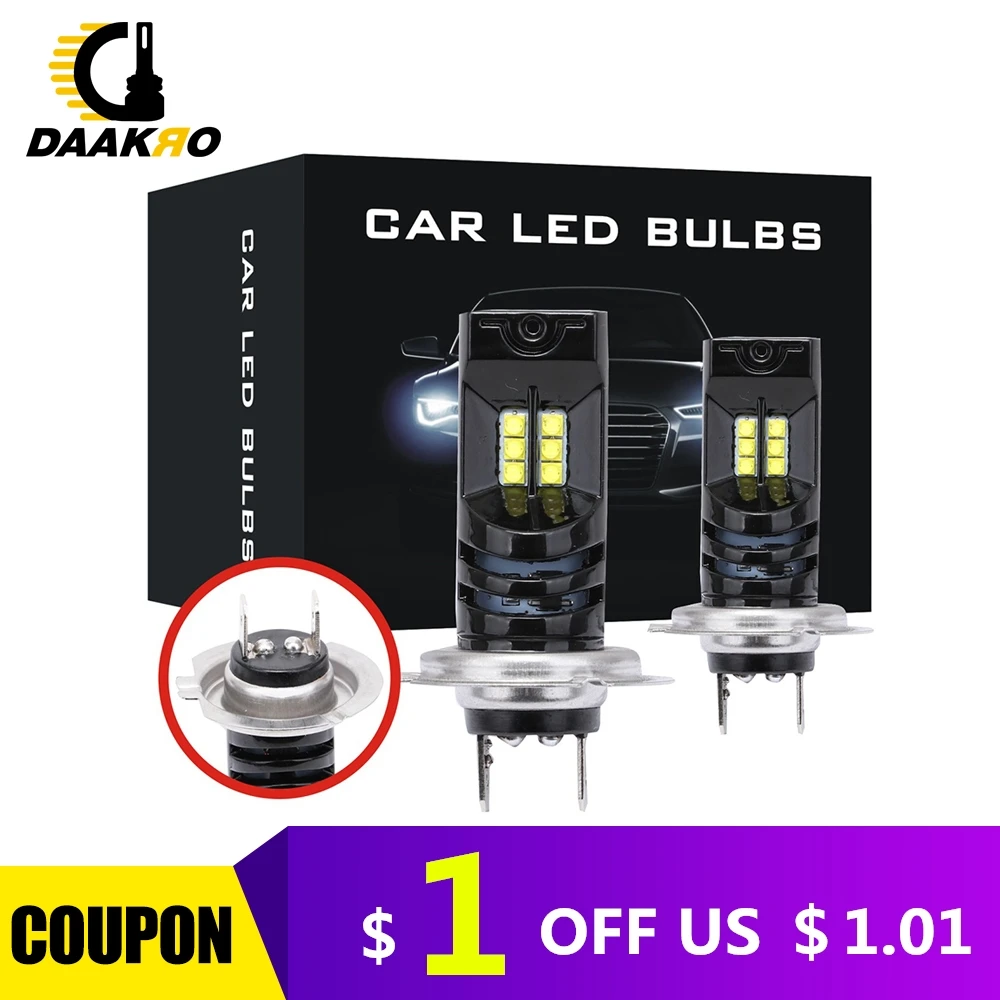 

2PCS H4 H7 H8 H9 H11 LED Headlight 2525 Lamp Beads Upgrade CSP 110W LM 12 LED Fog Lights Lamp Bulbs 6500K-7000K White
