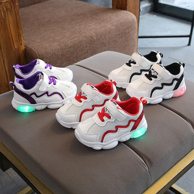 

Luminous Shoes Children's Models Female Boys Soft Bottom Casual Sports Shoes Baby White Shoes Summer Breathable