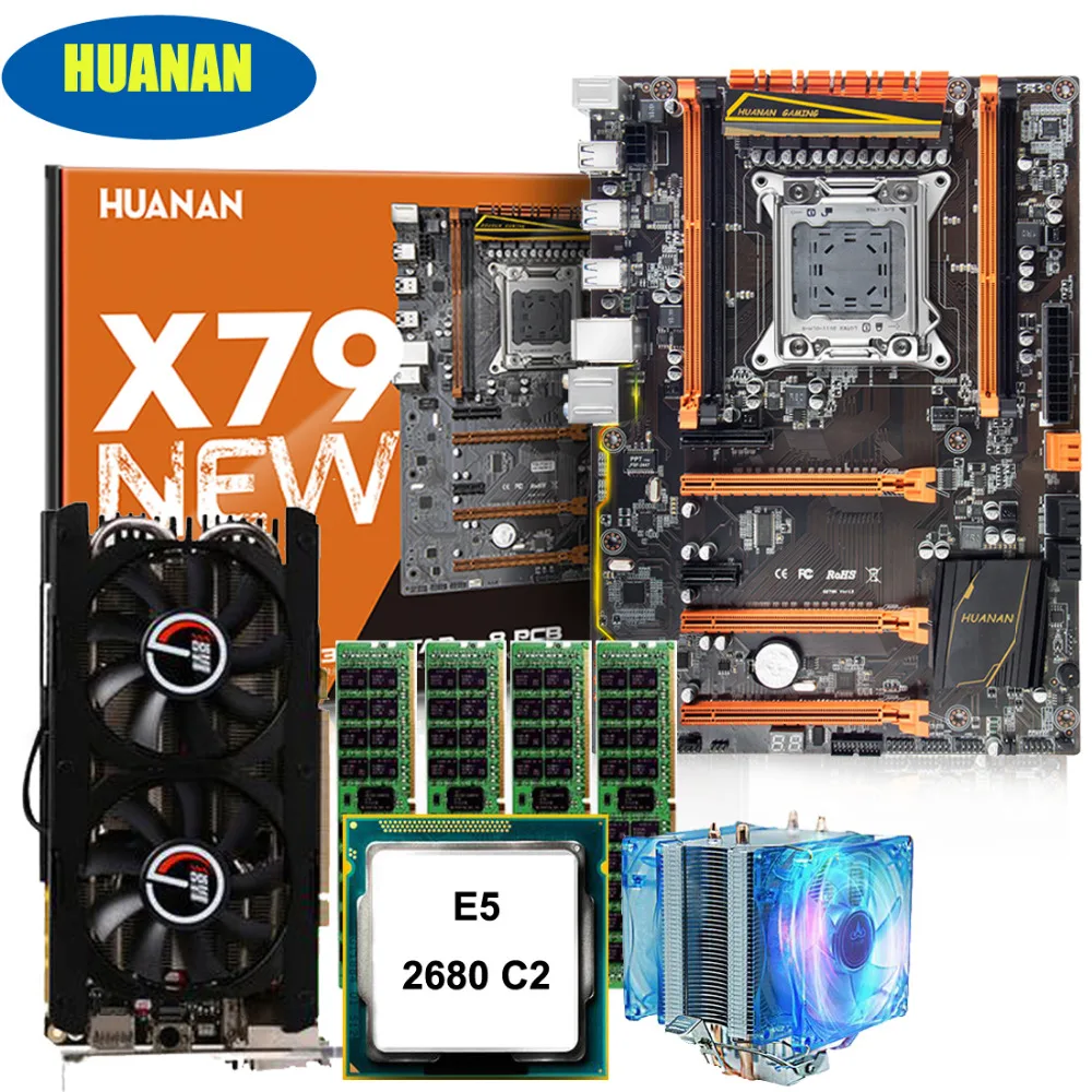 #^Special Price Custom made PC assembly new HUANAN ZHI deluxe X79 motherboard CPU Xeon E5 2680 C2 RAM 64G(4*16G) DDR3 GTX760 2G DDR5 video card