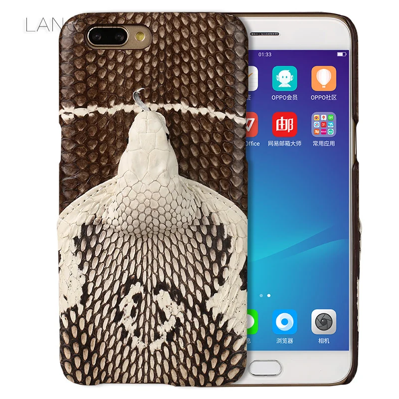 

wangcangli brand phone case real snake head back cover phone shell For OPPO R11 Plus full manual custom processing